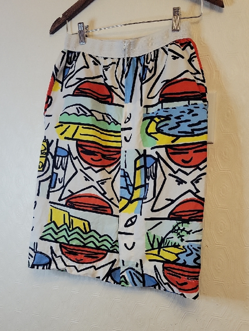 Abstract Multi-Color Cotton Blend Pencil Skirt - Picture 3 of 5